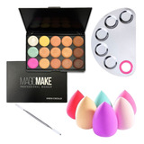 Kit Paleta De Base Corretivo Mini Esponjinhas Placa Meia Lua