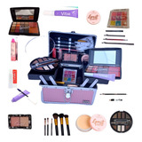 Kit Paleta Maquiagem Profissional Sombra Luisance Completa Cor Da Sombra Tons Pele Clara - Maleta Rosa
