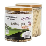 Kit Palito Unhas Bambu Pote Profissional