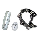 Kit Pandeiro Meia Lua Ganza Tg550 Ovinho Aluminio Percussão