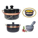 Kit Panela 2,5 L+ Panela De Pressão 2 L+ Pilão Pedra Sabão