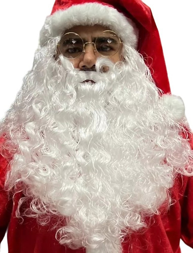 Kit Papai Noel Com Barba Peruca Luvas E culos