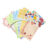 Kit Papéis De Carta Decorados Com 10 + Envelopes Corações