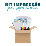 Kit Papel Arroz A4 Branco + Tintas + Instruções + Pacotes Pp