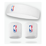 Kit Par De Munhequeira & Faixa De Cabeça Nba Tiara Algodão