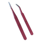 Kit Par De Pinças Rosa Curva E Reta Volume Russo Cílios 