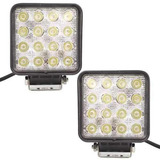 Kit Par Farol Milha Led Quadrado 48w 10v/30v Jeep / Caminhão