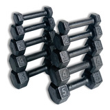 Kit Par Halter 1 2 3 4 5 Kg Sextavado Pintado - Peso T 30kg