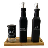 Kit Para Azeite, Vinagre, Saleiro E Bandeja 4 Pçs Galheteiro