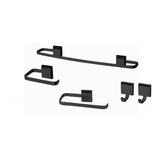 Kit Para Banheiro 5 Peças Luxo Preto Com 2 Cabides