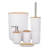 Kit Para Banheiro Bambu 6peças Branco-