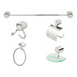 Kit Para Banheiro Luxo Metal C-40 + Cabide Extra