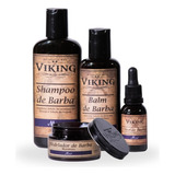 Kit Para Barba Shampoo + Balm + Óleo + Modelador Viking Mar