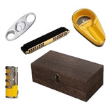 Kit Para Charutos Cohiba Cinzeiro Isqueiro Cortador Caixa