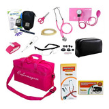 Kit Para Enfermagem Estetoscópio Adulto E Infantil Rosa Top