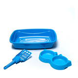 Kit Para Gatos Caixa De Areia, Comedouro, Bebedouro E Pá 3x1
