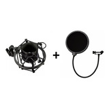 Kit Para Microfone Aranha Shock Mount + Tela Pop Filter