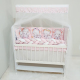 Kit Para Mini Berço Almofadinhas 12 Peças - Elefantinha Rosa