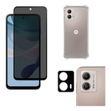 Kit Para Moto G53 Película Privativa 3d + Capa + Câmera 3d