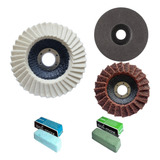 Kit Para Polimento Aço Inox E Metais Disco Flap 115mm 