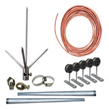 Kit Para Raio Residencia Completo 30mt Cobre Nu E Franklin