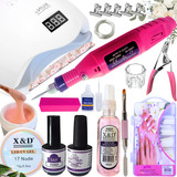 Kit Para Unhas Gel Alongamentos Manicure Lixadeira Completo