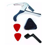 Kit Para Violão Capotraste Encordoador Porta Palheta Palheta