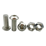 Kit Parafuso Allen Abaulada C/ Porca Inox 304 M3 X 16 50 Pçs