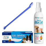 Kit Pasta De Dente Pet + Spray Bucal + Escova Dental Dupla