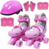 Kit Patins Clássico 4 Rodas + Acessórios Rosa T 32 31 30 29