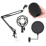 Kit Pedestal Articulado,haste Flex Mic+pop Filter+shockmount
