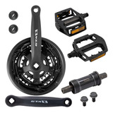Kit Pedivela Triplo + Pedal Alumínio + Mov. Central 34.7