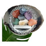 Kit Pedras Dos 7 Chakras Semi Preciosas Com Suporte Vidro 