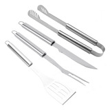Kit Pegador Espátula Garfo Faca Longa Churrasco Grelha Chapa
