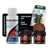 Kit Peixe Betta Iniciante Ração Poytara Seachem Betta Basics