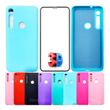 Kit Película + Capa Silicone Veludo Compatível Moto G8 Play