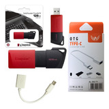Kit Pen Drive Kingston Dtxm 128gb Adaptador Cabo Otg Type-c