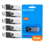 Kit Pendrive 5un 32gb Multilaser Pd589 Usb Original Atacado