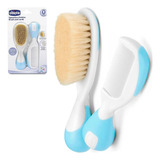 Kit Pente E Escova De Cabelo Bebê Recém Nascido Chicco Azul