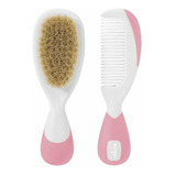 Kit Pente E Escova Natura Para Bebê +0 Meses Chicco Cor Rosa