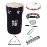 Kit Percussão Samba Bk Tantam + Pandeiros Reco Tamborim +
