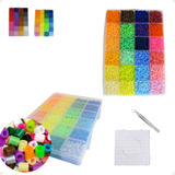 Kit Perler Hama Beads 2,6mm 15.000un 24 Cores Pinça Pegboard