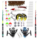 Kit Pesca C/ 2 Varas Telescópicas E 2 Molinetes+ Acessórios