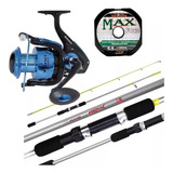 Kit Pesca Molinete Toro 4000 + Vara Hanok 1,52m + Linha
