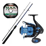 Kit Pesca Molinete Toro 4000 + Vara Super Leve 1,50m + Linha