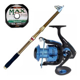 Kit Pesca Molinete Toro 4000 + Vara Telescópica 3,60m+ Linha