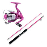Kit Pesca Mulher Molinete E Vara Rosa E Linha