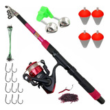 Kit Pesca Mulher Vara Rosa +