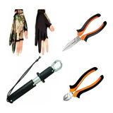 Kit Pesca Par Luvas Ottoni + Alicate Balança + Corte + Bico