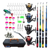 Kit Pescaria Completo 4 Varas Com Molinete + Acessórios